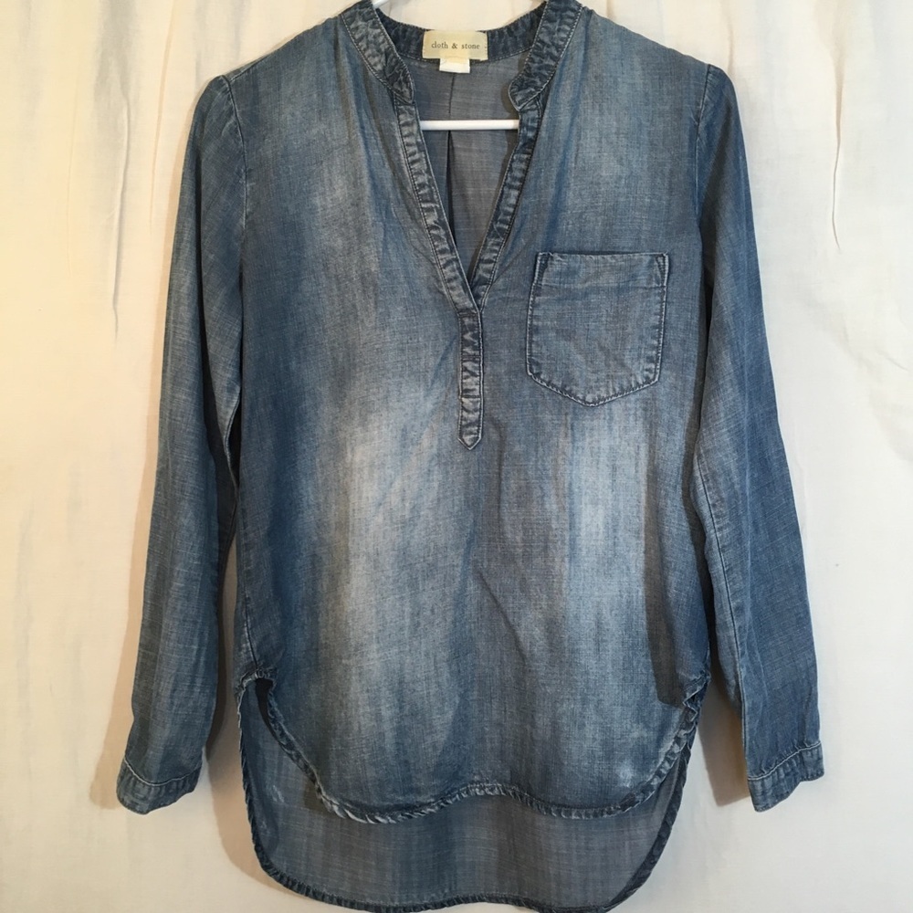 Cloth &‎ Stone Chambray Tunic High Low Oversized